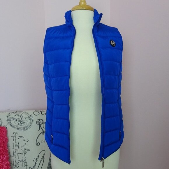 NWT! Michael Kors Blue Women's Puffer Vest XS - Picture 5 of 15